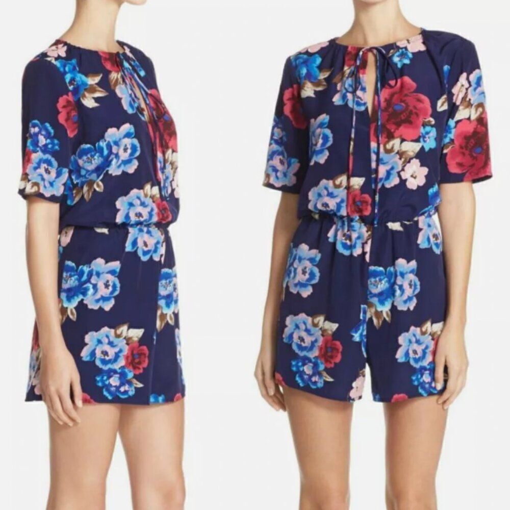 Charles Henry Short Sleeve Floral Print Romper in Size XS